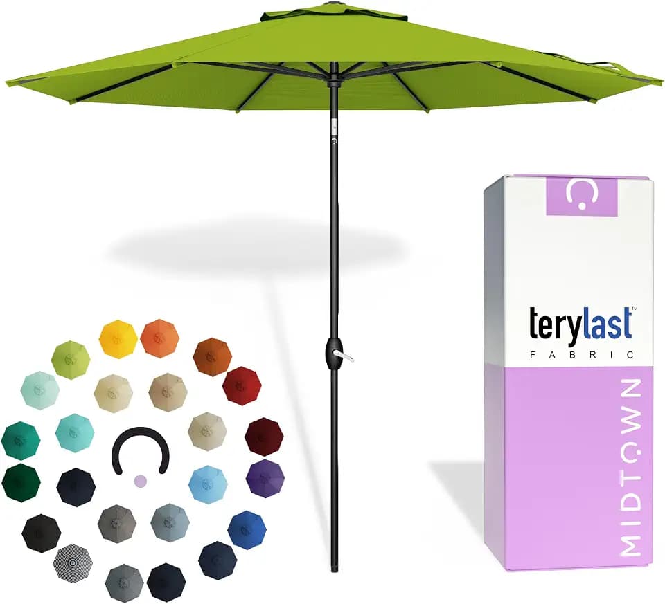 Midtown Umbrellas Lean - 8 Ft Patio Umbrella, Pear Green Canopy