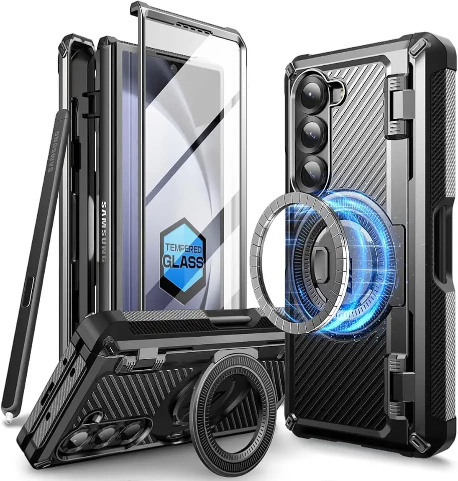 SUPCASE für Samsung Galaxy Z Fold 6 Hülle mit S Pen Halter, Schwarz