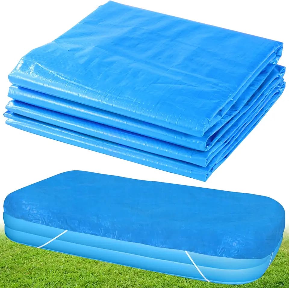 6.7 × 10 FT Rectangular Pool Cover,Inflatable Swimming Pool Cover Fits Under 120"x80" Above Ground Pools,Rectangle Above Ground Swimming Pool Cover with Adjustable Drawstring