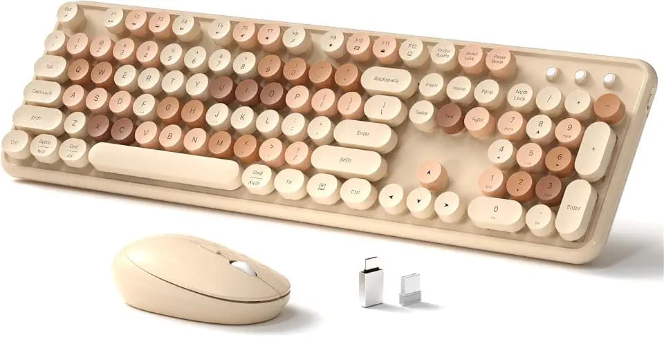 Links9+ Colorful Wireless Keyboard and Mouse Combo (Milky Tea Colorful)