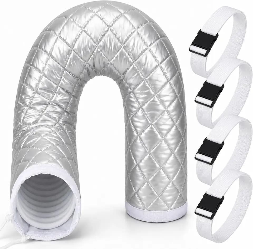 TUT 150X50CM Schlauch Abdeckung für Tragbare Klimaanlagen mit Kordelzug und 4 verstellbare Befestigungsgurte, Klimaschlauch Abdeckung Isolierung (Silber-1Stück)