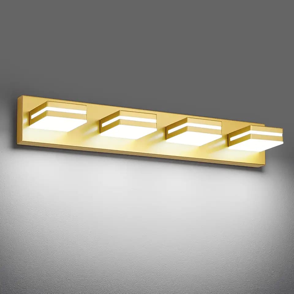 Modern LED Gold Acrylic Bathroom Lights Fixtures 4-Light
