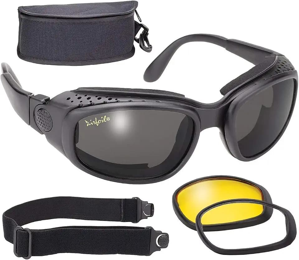 Pacific Coast Airfoil Black Convertible Goggle And Sunglass With 3 Removable Polycarbonate Le - One Size