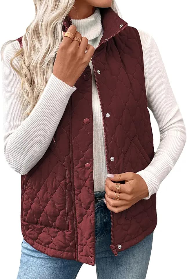 EVALESS Womens Puffer Vest Trendy Lightweight Quilted Jackets