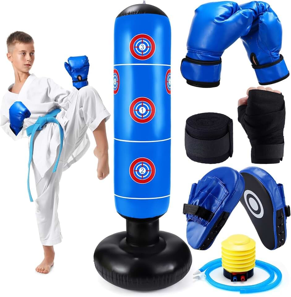7 Pcs Punching Bag Set for Kids Boxing Set with Gloves