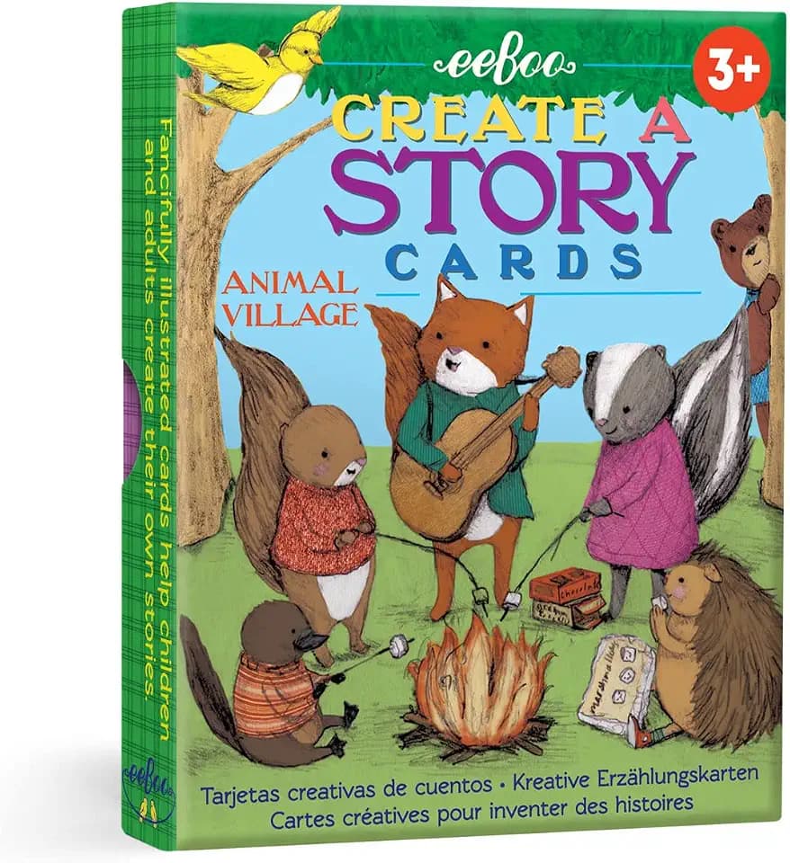 eeBoo: Animal Village Create a Story Pre-Literacy Cards, 36 Cards with Colorful Characters, Encourages Imagination, for Ages 3 and up
