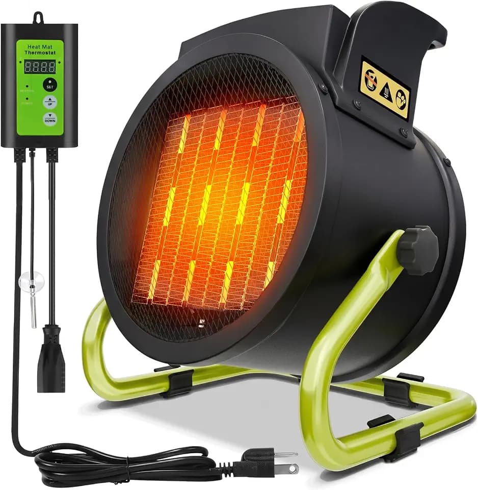 1500W Greenhouse Heater with Digital Thermostat, Auto Temperature Control