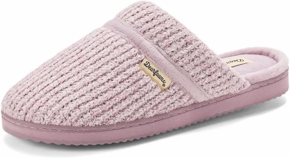 Dearfoams Women's Serena Memory Foam Chenille Scuff House Shoe Slipper
