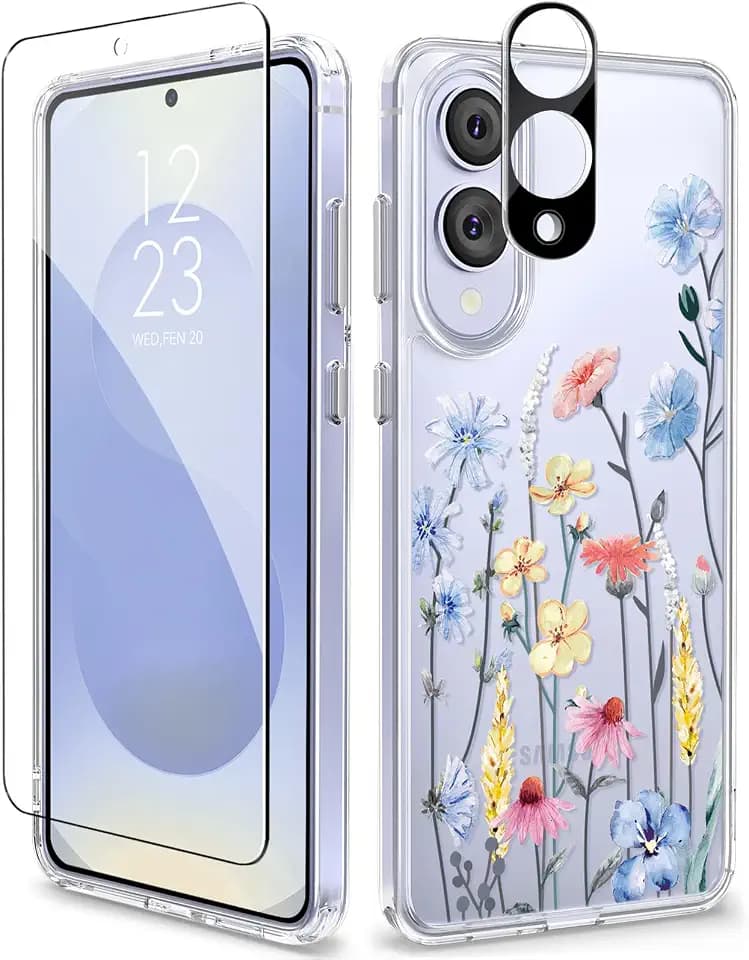 GVIEWIN for Samsung Galaxy S25 Edge Case Floral Clear Slim Non-Yellowing
