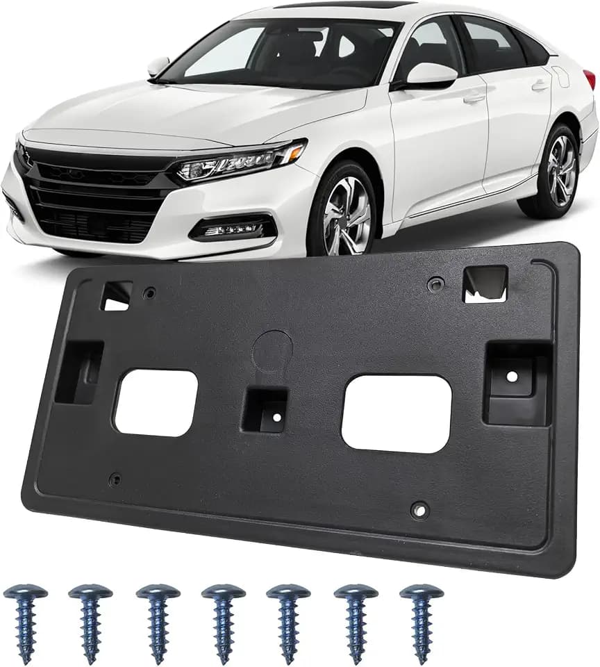 Front License Plate Frame Tag Holder Mounting Bracket Fits for Honda Accord 4Dr 2018 2019 2020 Textured Black Replace 71145-TVA-A01 HO1068127