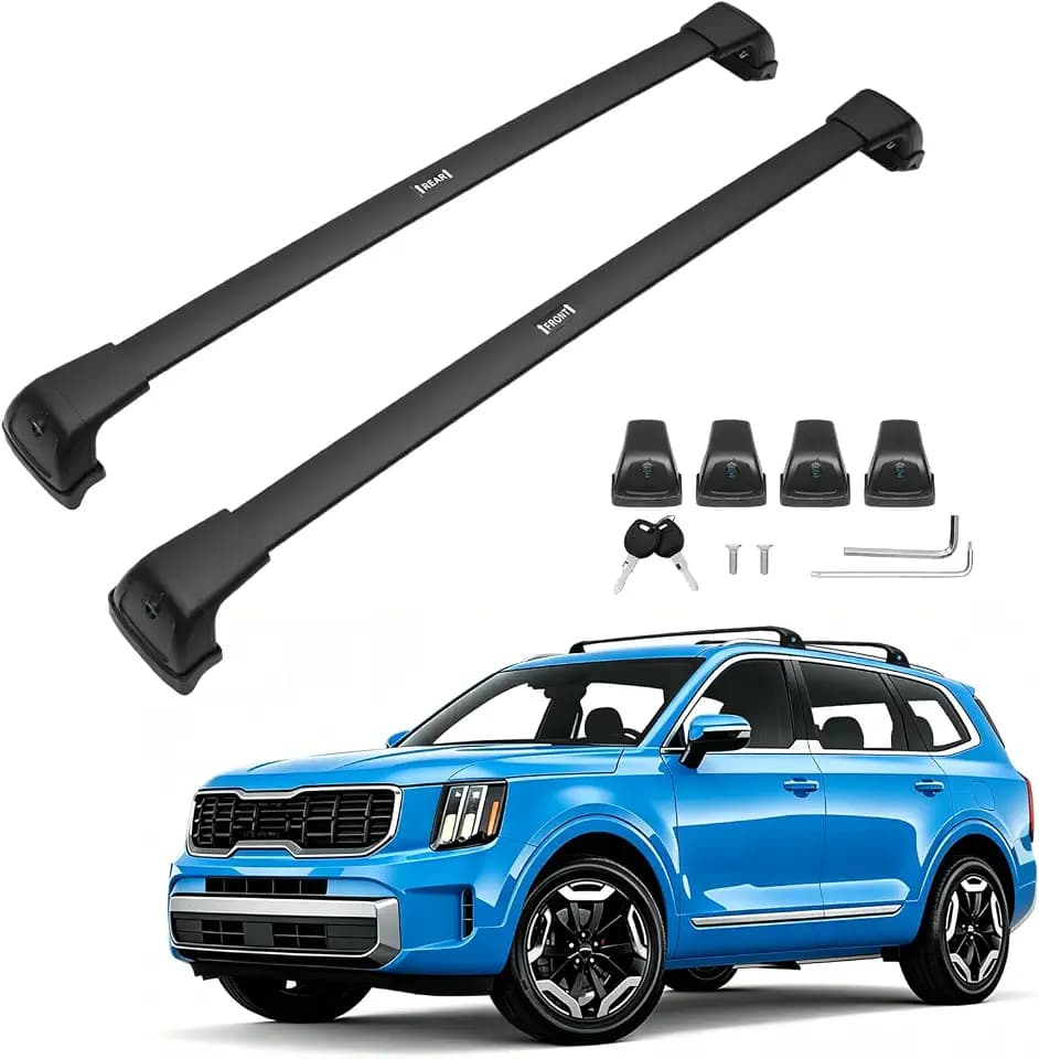 300LBS Roof Rack Cross Bars for 2019-2026 Kia Telluride EX,S,SX,SX-Prestige with Flush Side Rails(Not for LX,X-Line,X-Pro), Lockable Aluminum Roof Rails Crossbars for Telluride Accessories