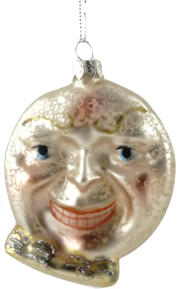 Cody Foster & Co Victorian Moon with Face Glass Hanging Ornament