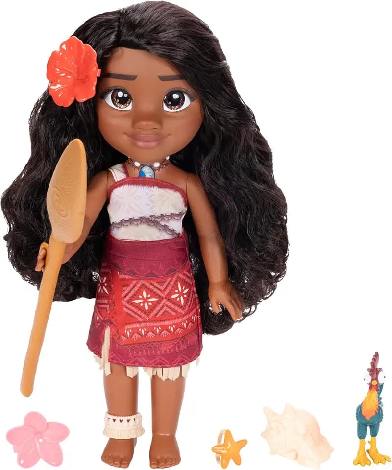 Disney Moana 2 My Singing Friend Moana Doll & Heihei Figure Playset for Girls Officially Licensed by Disney, Great Birthday Gift for Kids Girls and Boys