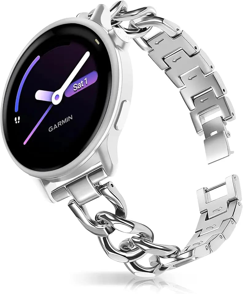 20mm Band for Garmin Forerunner 170, Women's Metal (Silver)