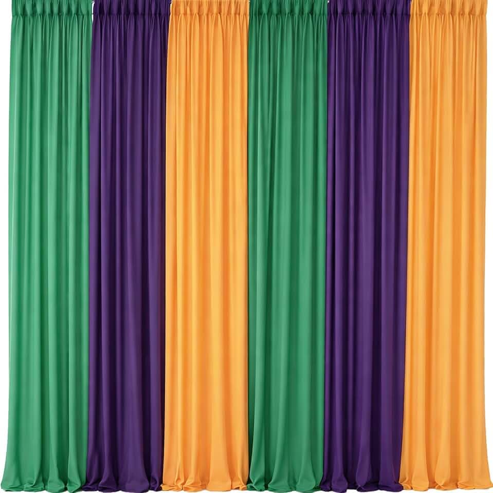 Tingjoo Green Gold Purple 6 Pcs Party Decoration, Curtains