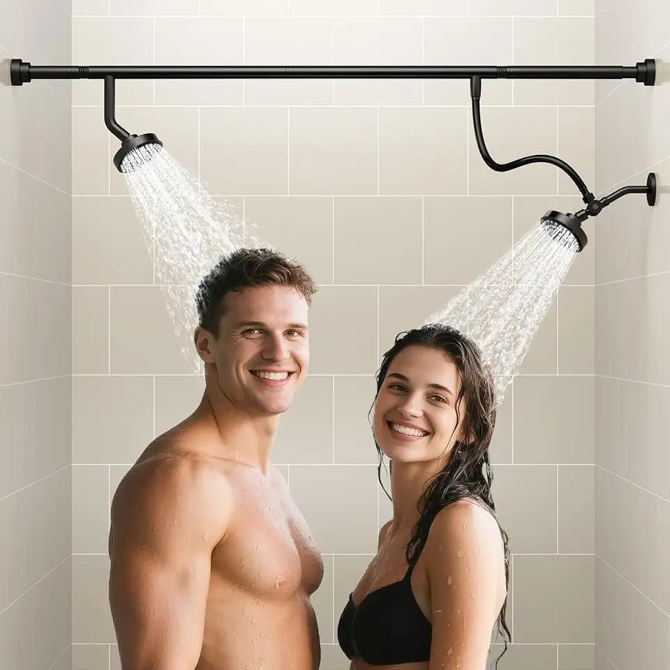 Dual Shower Head for Couples, Double Showerheads (Black)