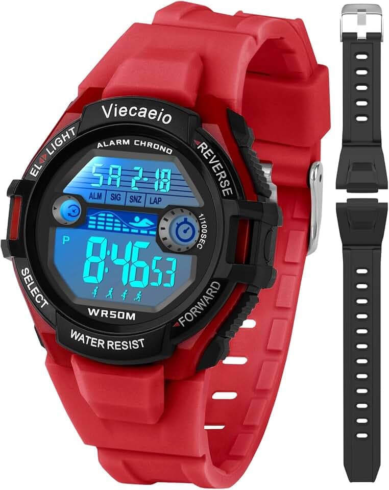 Kids Digital Watch for Boys Girls, Waterproof LED Colorful Lights Sports Watch Suitable for 5-17 Years Old Teenagers (with Gift Box)