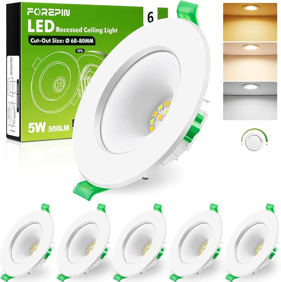 LED Einbaustrahler 230V Dimmbar, 5W 500LM 3CCT LED Spot 68-80mm Lochmaß