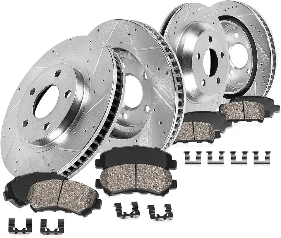 Callahan Brake Parts Front and Rear Brake Kit For Dodge Ram 1500 2003-2005 [Model Specific] Replacement Brake Rotors with Ceramic Brake Pads