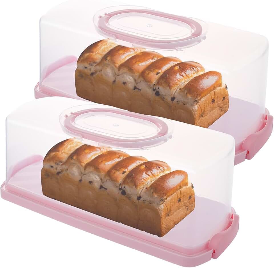 ASelected 2 Stück Kuchenbehälter Transportbox mit Tragegriff, mit Deckel, 35 x 16 x 13 cm