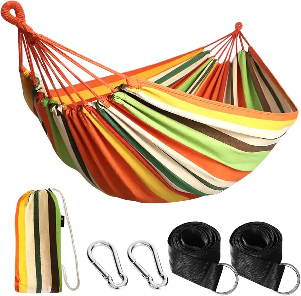 ANYOO Cotton Camping Hammock Portable with Tree Straps Holds 660lbs