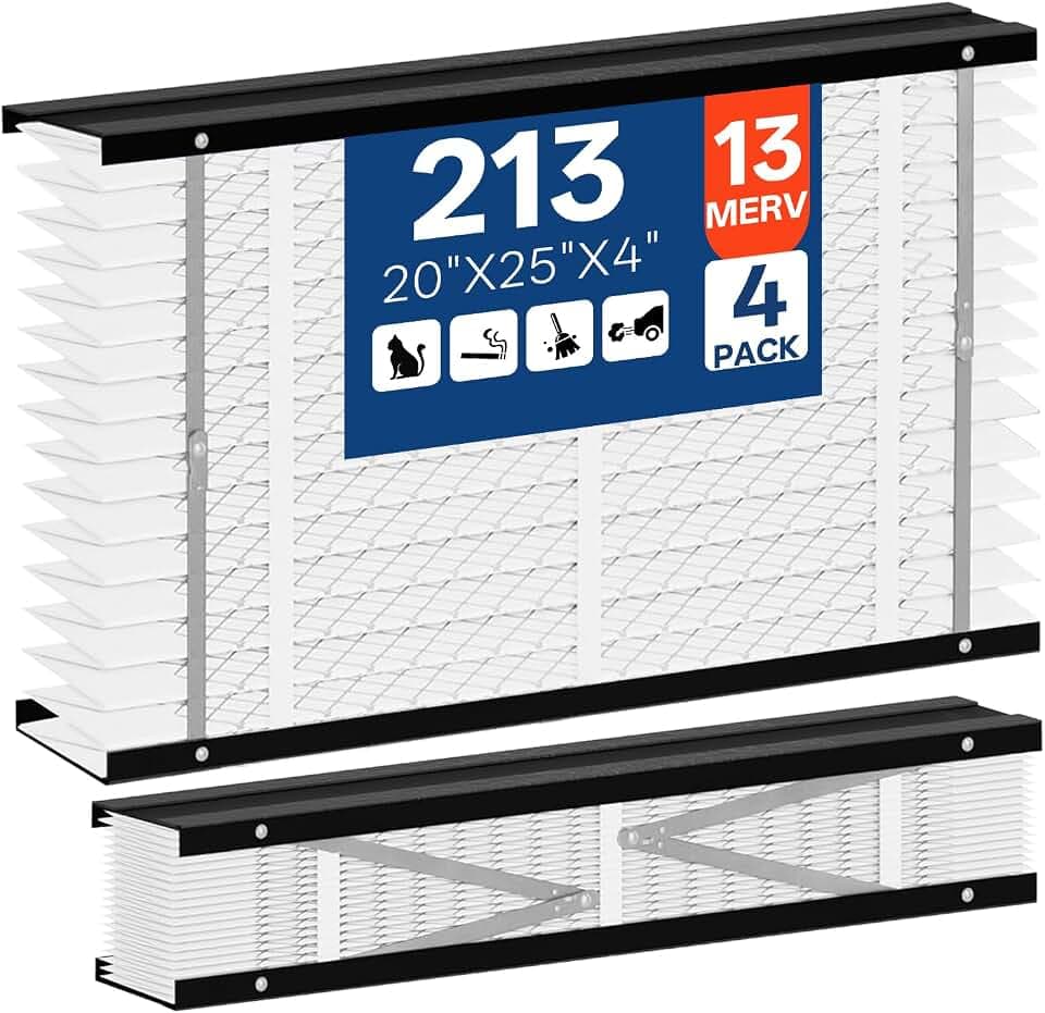 4 Pack 213 Replacement Filter, MERV 13 HVAC Furnace Filter,Compatible with AprilAire 213 Whole House Air Purifiers,Models 1210, 1620, 2210, 2216, 3210, 4200, Air Fliter20"x25"x4"