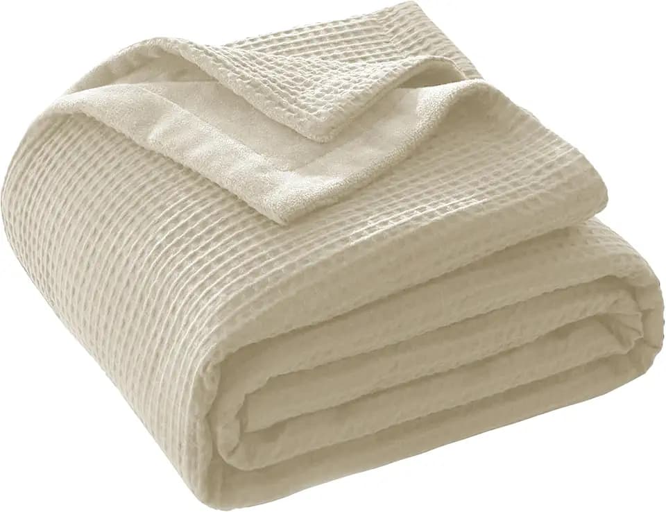 CHUFFED Baumwolldecke Kuscheldecke 220x240 cm, Beidseitig Tagesdecke Beige