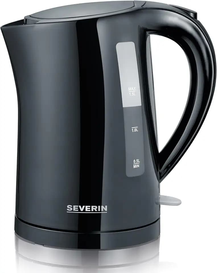 SEVERIN Wasserkocher, 1,5 L, Kalkfilter, Kunststoff, 2200 W, Schwarz [WK 3498]