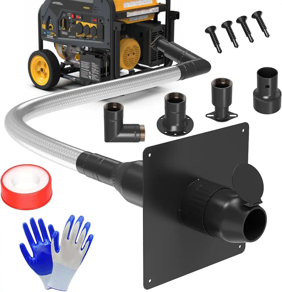 LCGP Generator Exhaust Extension Silencer Kit with Upgraded 304 Stainless Steel Flex Pipe Hose and Muffler Reduce Noise by 50% Three Adapters&Mounting Plate Universally Fit for All Portable Generators