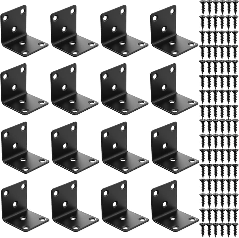 Winkelverbinder, 16 Stk 40x40x40mm Schwerlastwinkel, Lochplattenwinkel 90 Grad, Schwerlastwinkel Montagewinkel Eisenwinkel Metall Winkelblech, L Klammern Bauwinkel für Befestigen Reparieren