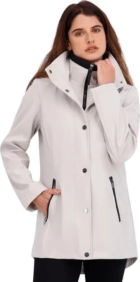 Nautica Women's Bonded Rain Jacket with Bib Insert