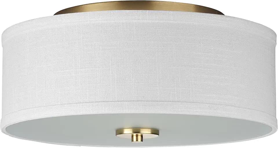 Progress Lighting Inspire 13" 2-Light Flush Mount Light, Satin Brass
