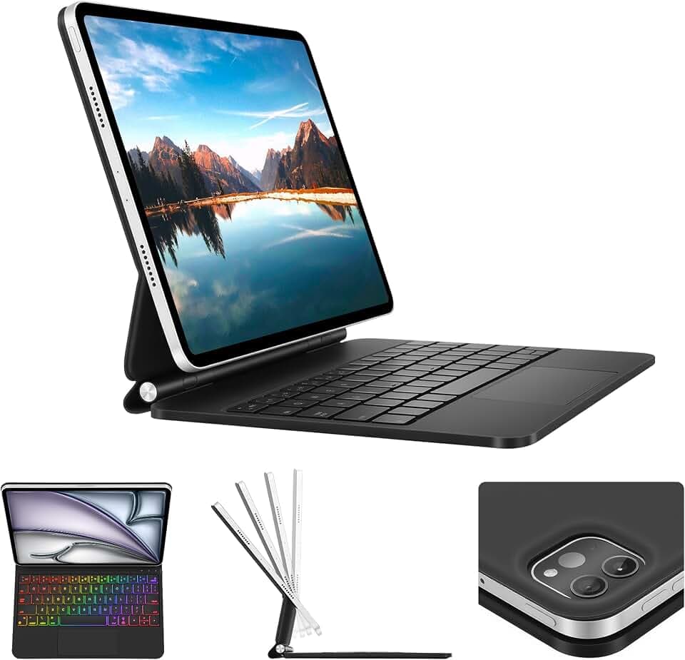 Magic Keyboard Case for iPad Pro 11" (4th/3rd/2nd/1st) Gen & iPad Air 11 inch (M4 2026, M3 2025, M2 2024) & 10.9" Air 5th/4th Gen, Easy-Set Magnetic Stand, Trackpad Mouse, 7-Color Backlit