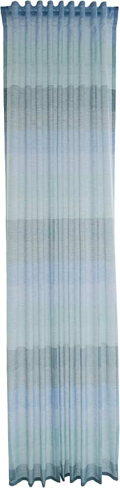 Homing Gardine blau | transparent gestreift Farbverlauf | Wohnzimmer Schlafzimmer Kinderzimmer | 140x245cm