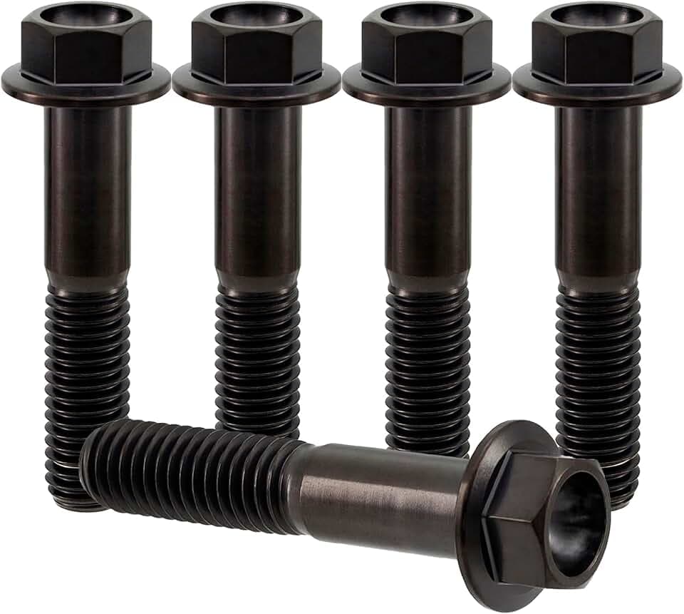 RISON-Titanium Sechskantschrauben mit Flansch M4x0.7x30mm, 5 Stück Titanschrauben Sechskant Kopf Schrauben, Flanschschrauben Titanbolzen Maschinenschrauben für Motorrad, Fahrrad Modifikation