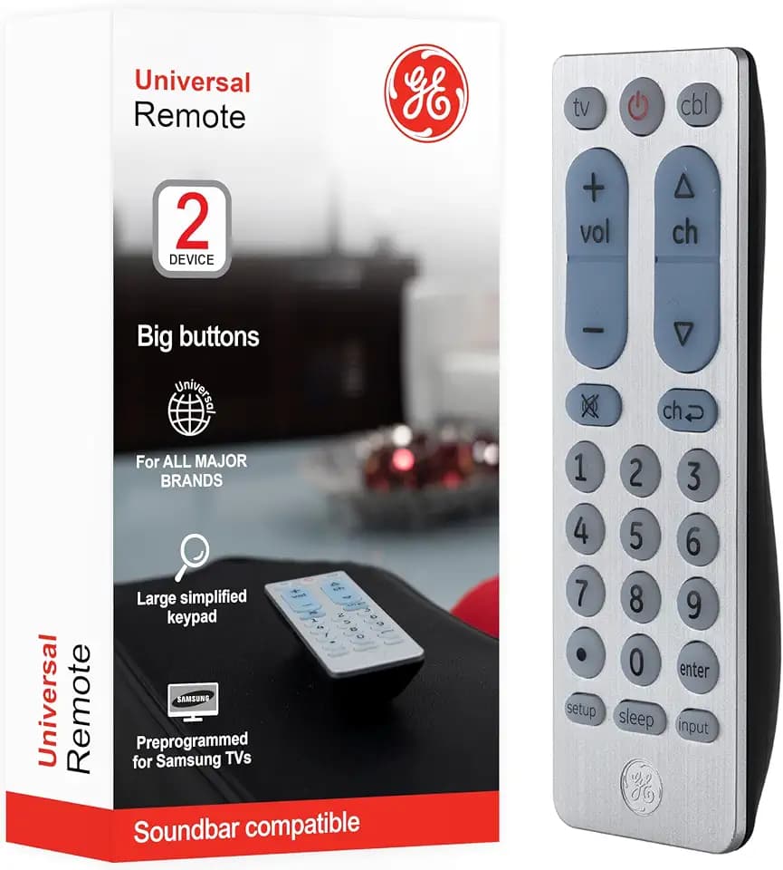 GE Big Button Universal Remote Control for Samsung, Vizio, Lg, Sony, Roku