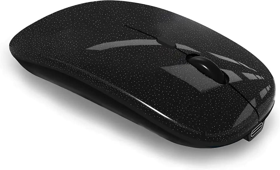 WREANU Wireless Bluetooth Mouse, Rechargeable Laptop Mice, Bright Black