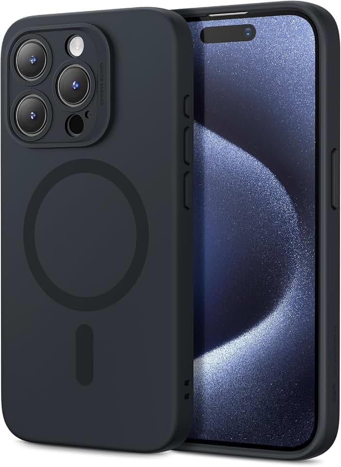 ESR für iPhone 15 Pro Hülle für MagSafe, Silikon-Handyhülle, Schwarz