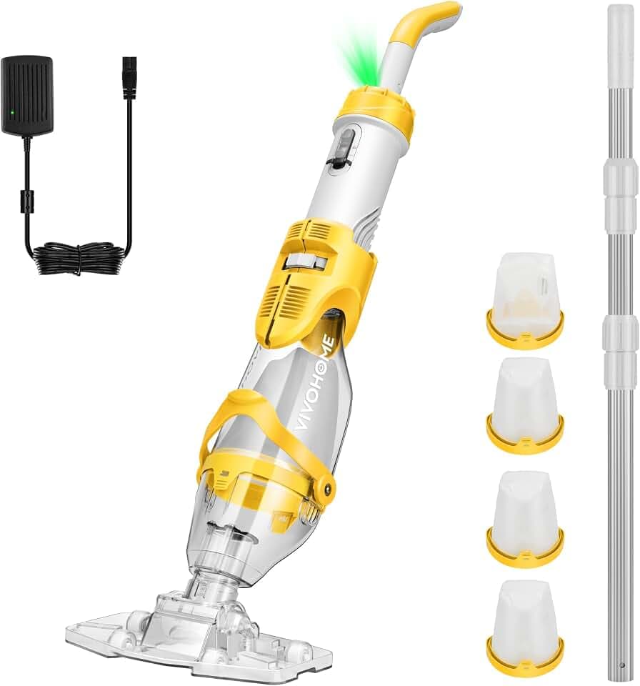 VIVOHOME Pool Staubsauger Akku mit 250 cm Teleskopstange 4300 LPH Absaugung