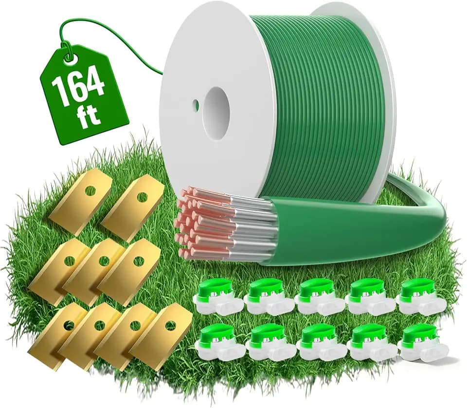 Headley Tools 50m/164ft Universal Lawnmower Boundary Wire Contains10x Wire Connectors+9X Titanium Blades Robotic Lawnmower Wire Compatible with Gardena/Husqvarna/Worx