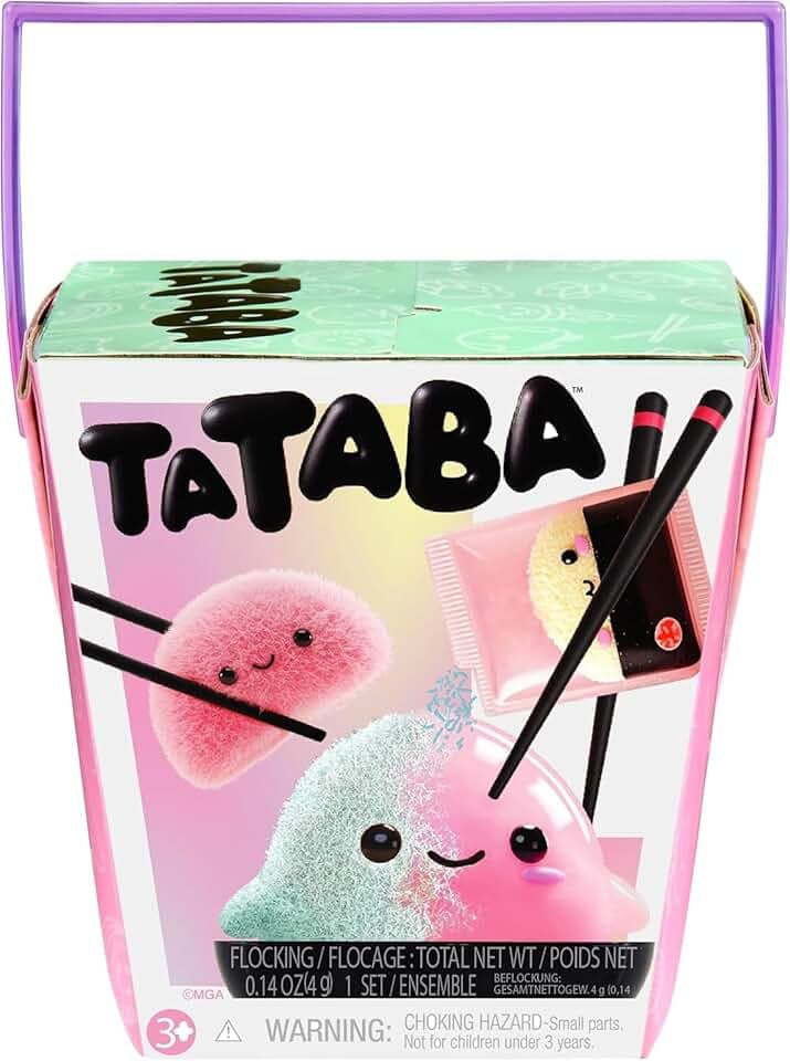 MGA Entertainment Tataba Squishy Collectable Toys - mit Beflockungspulver zum Basteln, Inklusive Verpackung im Take-Away-Behälter-Stil und Zubehör, 18 Sammelobjekte, für Kinder ab 3 Jahren