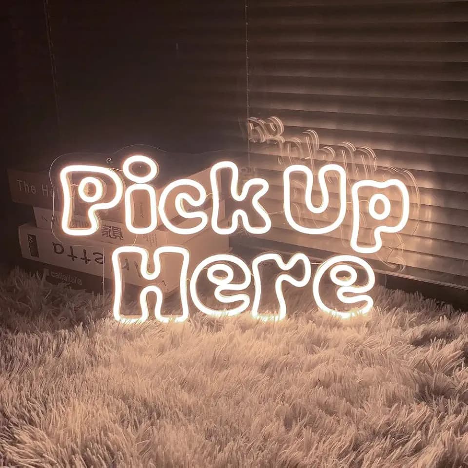 Large Pick Up Here Neon Sign for Business-Adjustable Brightness Neon Lights Sign for Party Bar Salon Stores Shop Hotel Wall Decor With Hanging Chain for Store Windows-Warm White,25 IN