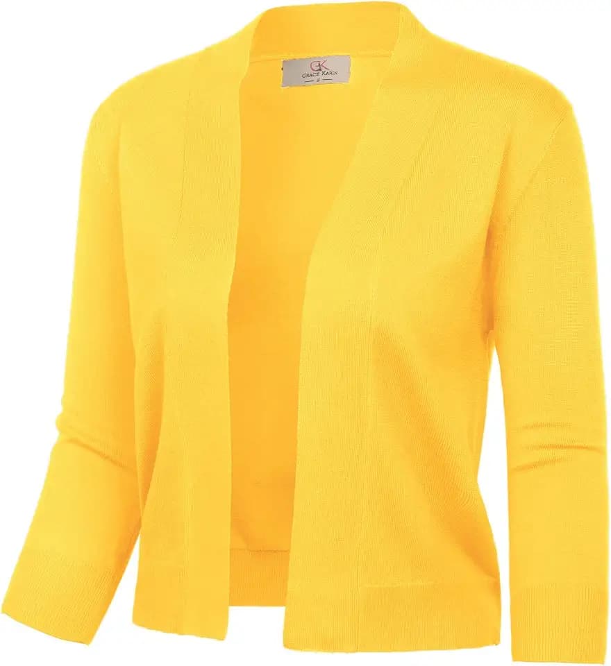 GRACE KARIN Womens 3/4 Sleeve Knit Cropped Cardigan Sweaters Lightweight Open Front Bolero Shrugs Sweater for Dress