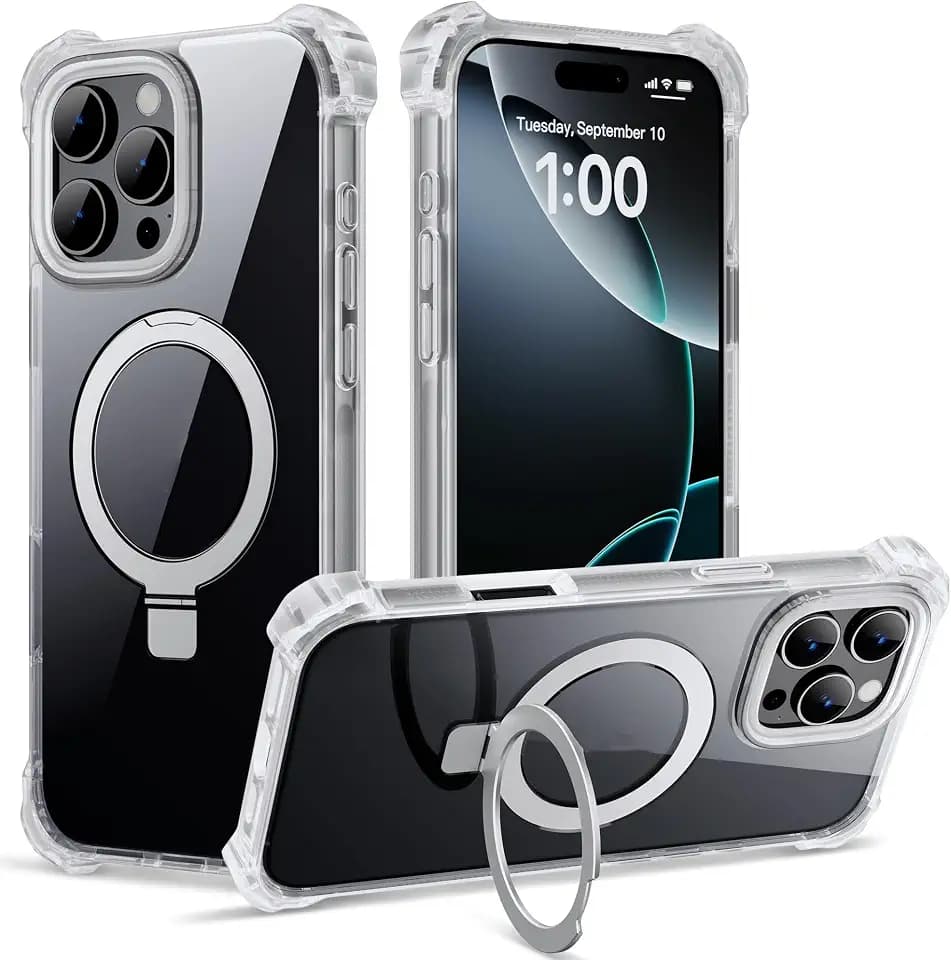 RAPTIC Magnetic Stand for iPhone 16 Pro Max Case Compatible with MagSafe, [Military Grade Drop Tested][Built in Kickstand] Dual Shockproof Protective Anti-Fingerprint Case, 6.9 inch Clear