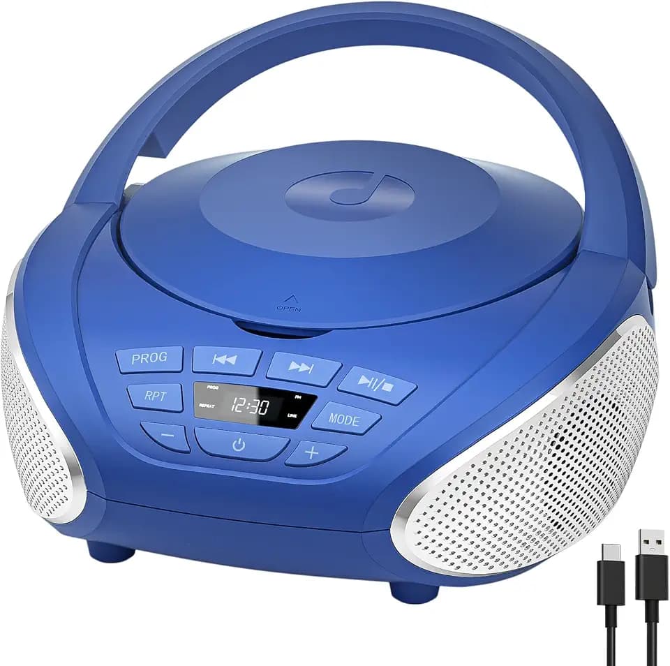 Gueray CD Player Tragbar Boombox Radio mit CD-Player Blau