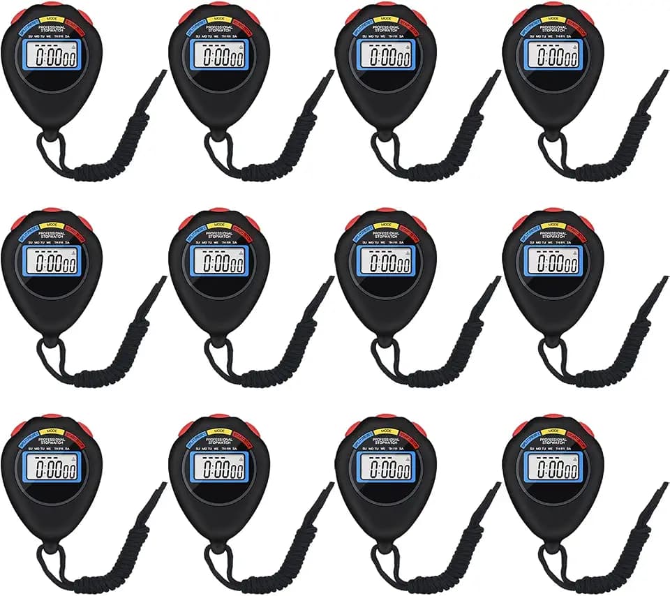 Pgzsy 12 Pack Multi-Function Electronic Digital Sport Stopwatch Timer, Large Display with Date Time and Alarm Function,Suitable for Sports Coaches Fitness Coaches and Referees
