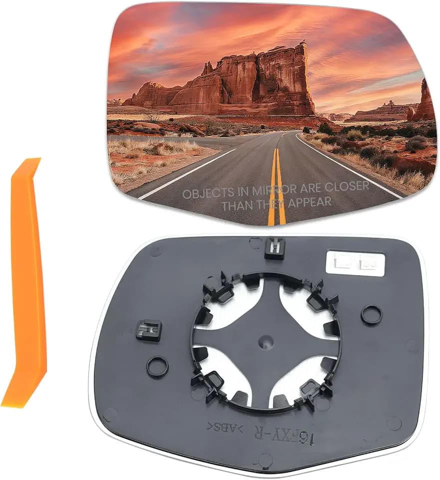 Right Passenger Side Heated Mirror Glass Compatible with 2016-2022 Honda Pilot 2017-2024 Ridgeline 2019-2024 Passport Right Side RH Rear View Mirrors Replacement with Backing Plate