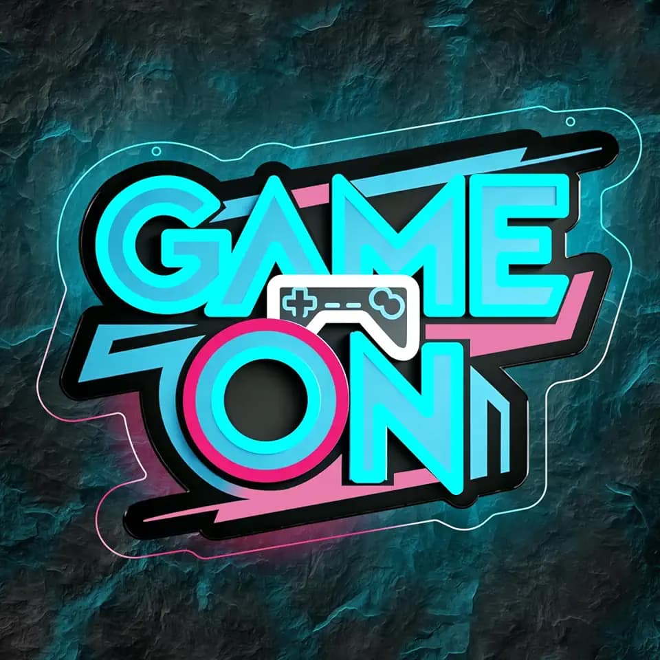 Game On Neon Sign, Game Controller LED Neon Light for Wall Decor, Gaming Neon Sign for Game Room, Man Cave, Bedroom, Esports Bar Wall Art, Gamer Birthday Gift