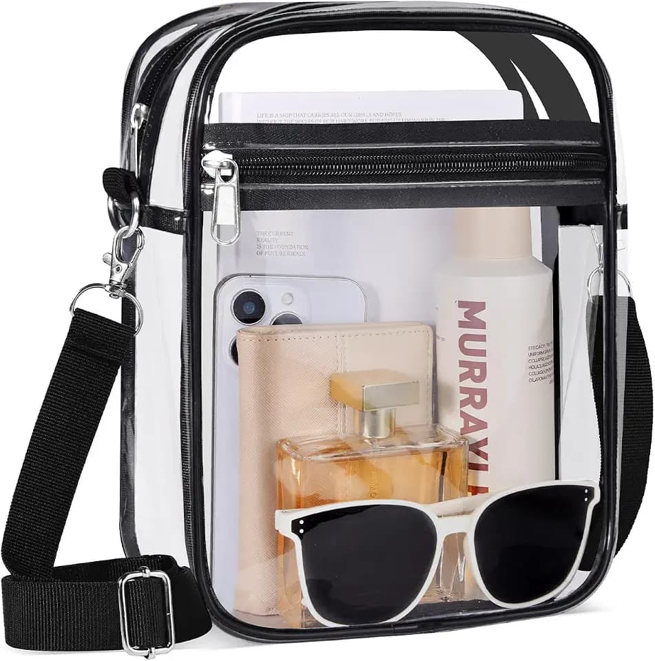 Fibrdoo Clear Bag for Stadium Events Transparent Crossbody Purse