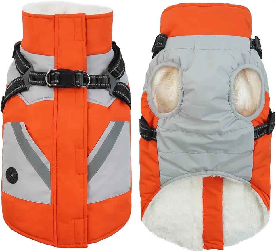 IECOii Hundemantel Winter, Warm & Wasserdicht, Orange XS